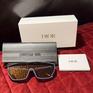 Dior Men’s Shield Sunglasses — Brown Lens with Black Frame